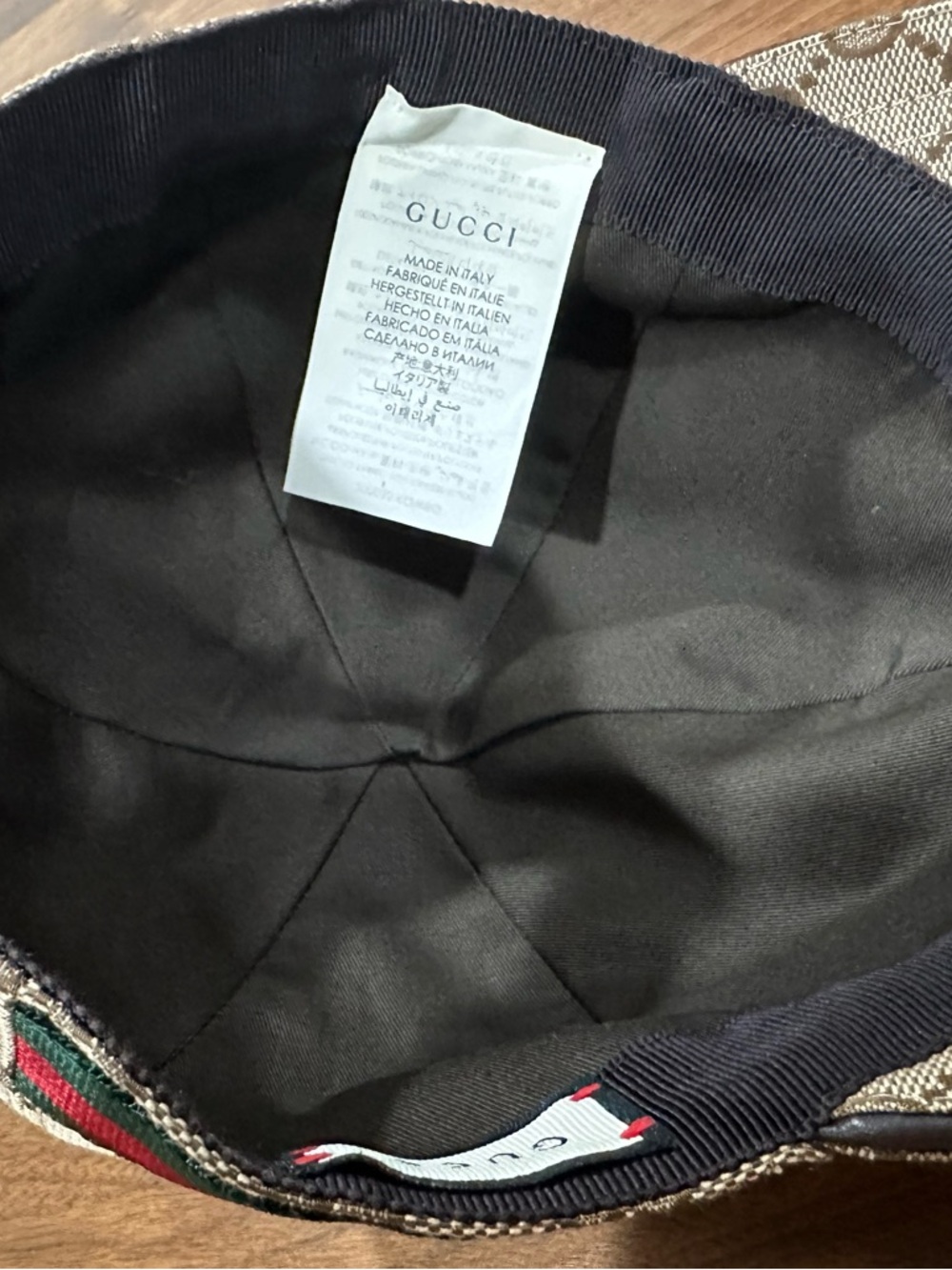 Gucci Brown Monogram Cap with Green-Red Web - Picture 4 of 8